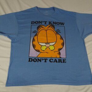 GARFIELD THE CAT - DON'T KNOW DON'T CARE 4XB - BLUE T-SHIRT K866